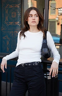 John Galt White Tori Thermal Long Sleeve Top