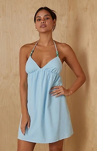 Your Favorite Beaded Halter Babydoll Mini Dress