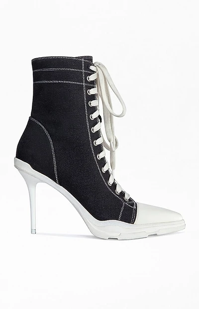 AZALEA WANG Women's Cosima Black Sporty Stiletto Booties