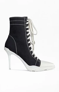AZALEA WANG Women's Cosima Black Sporty Stiletto Booties