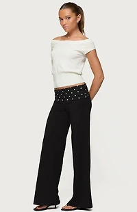 Edikted Reeva Polka Dot Fold Over Pants