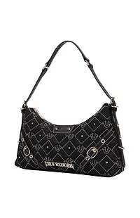 True Religion Studded Denim Chain Shoulder Bag