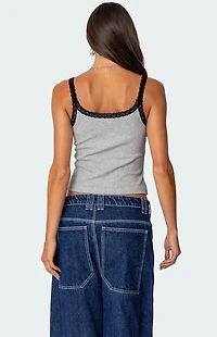 Edikted Jude Lacey Ribbed Tank Top