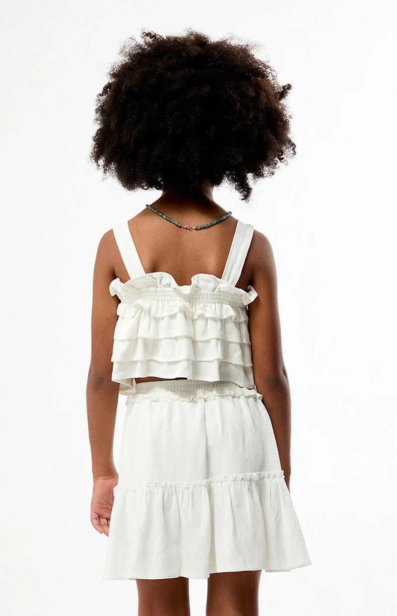 Pacsun Kids White Linen Ruffle Skirt