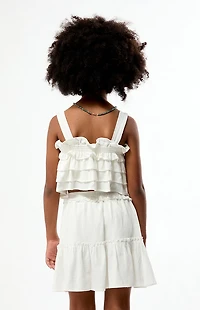 Pacsun Kids White Linen Ruffle Skirt