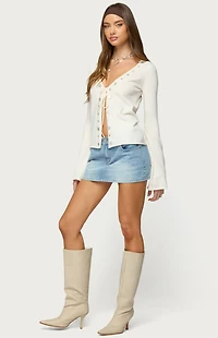 Edikted Jesy Iridescent Split Front Knit Cardigan