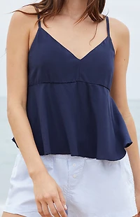 John Galt Navy Tiffany Cropped Tank Top