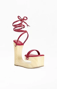 AZALEA WANG Women's Cipriano Red Wedge Heels