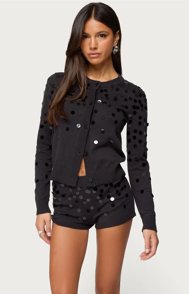 Edikted Cierra Sequin Knit Cardigan