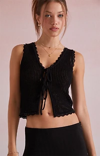 Beverly and Beck Lisette Tie Front Crochet Tank Top