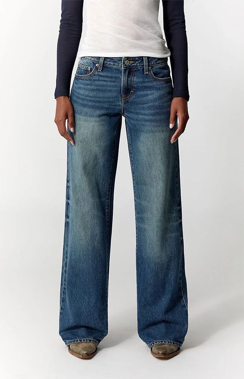 Pacsun Casey Low Rise Baggy Jeans Medium Blue Wash
