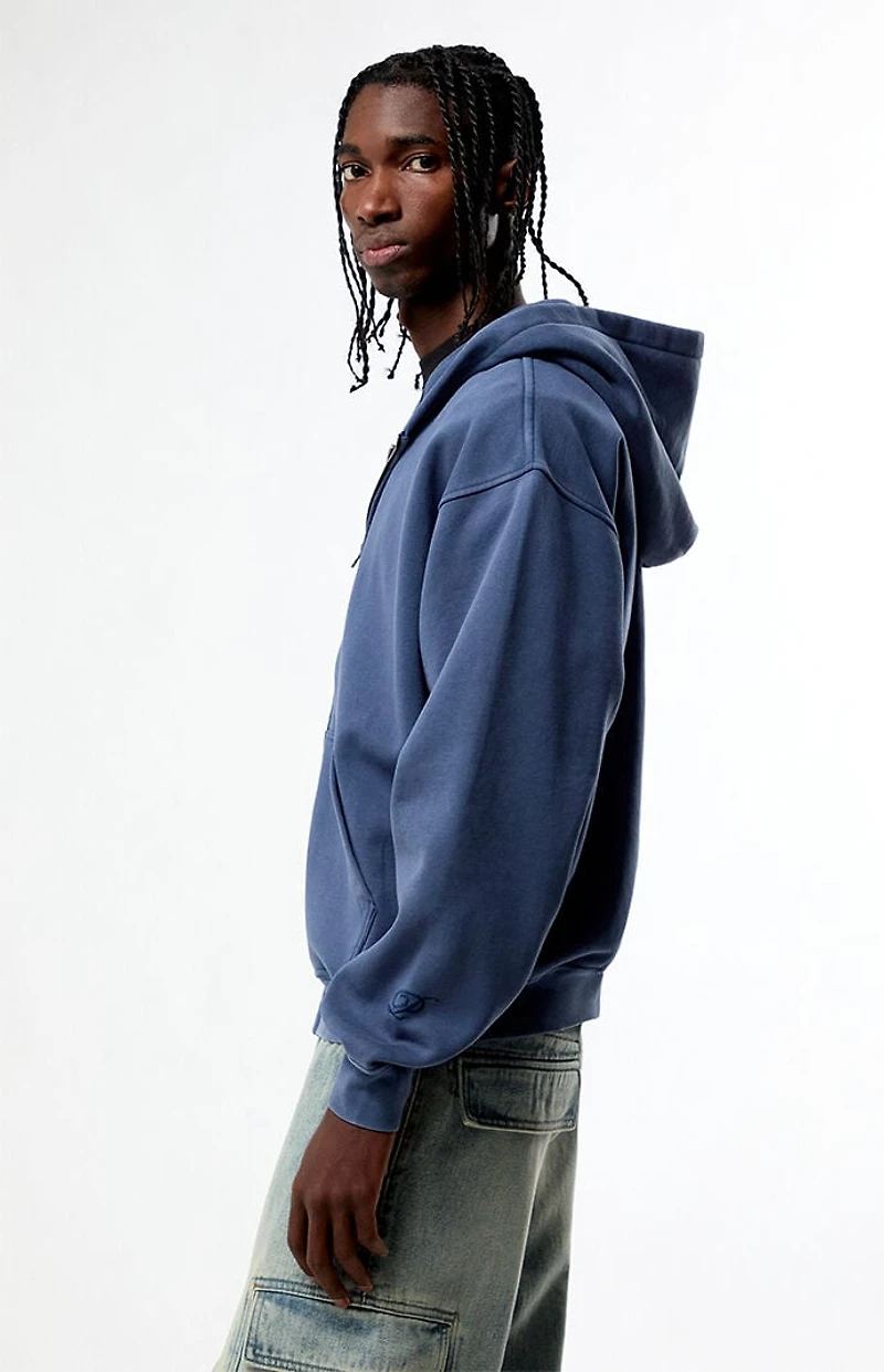 Pacsun Washed Navy Full Zip Hoodie