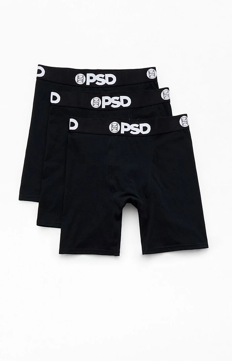 PSD Underwear 3 Pack Black Boxer Briefs