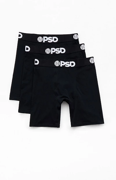 PSD Underwear 3 Pack Black Boxer Briefs