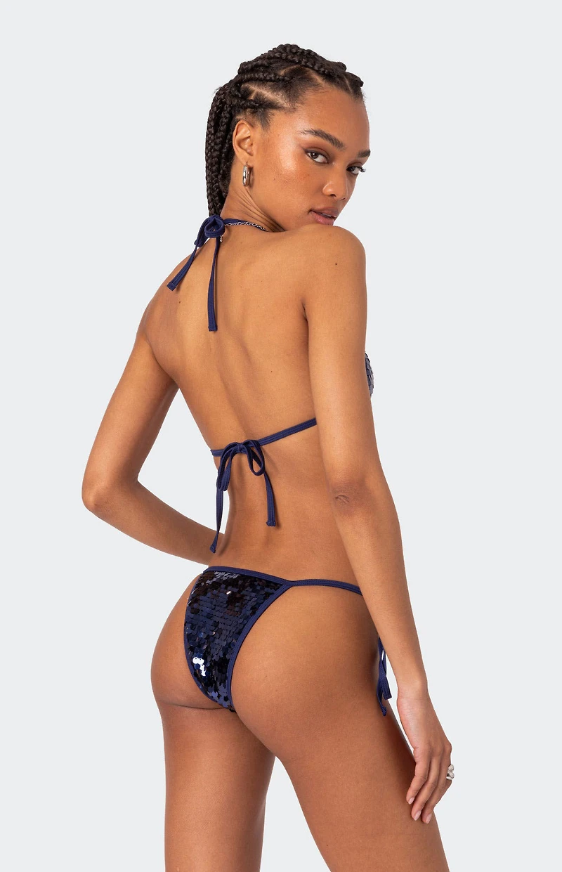 Edikted Lilly Sequin Triangle Bikini Top