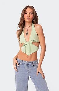 Edikted Cady Tie Front Cut Out Top