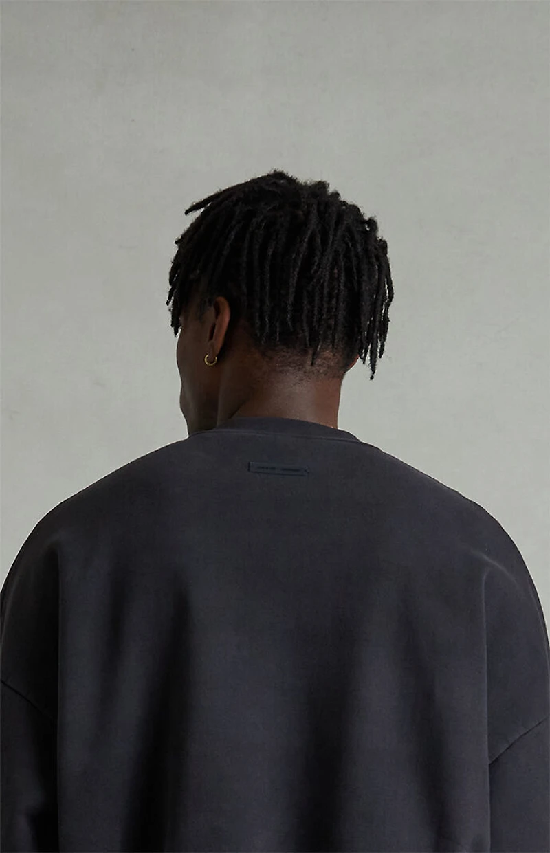 Fear of God ESSENTIALS Vintage Black Crew Neck Cropped Relaxed Sweatshirt