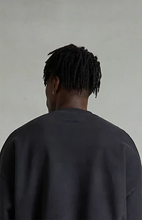 Fear of God ESSENTIALS Vintage Black Crew Neck Cropped Relaxed Sweatshirt