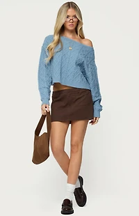 Edikted Oversized Off Shoulder Cable Knit Sweater