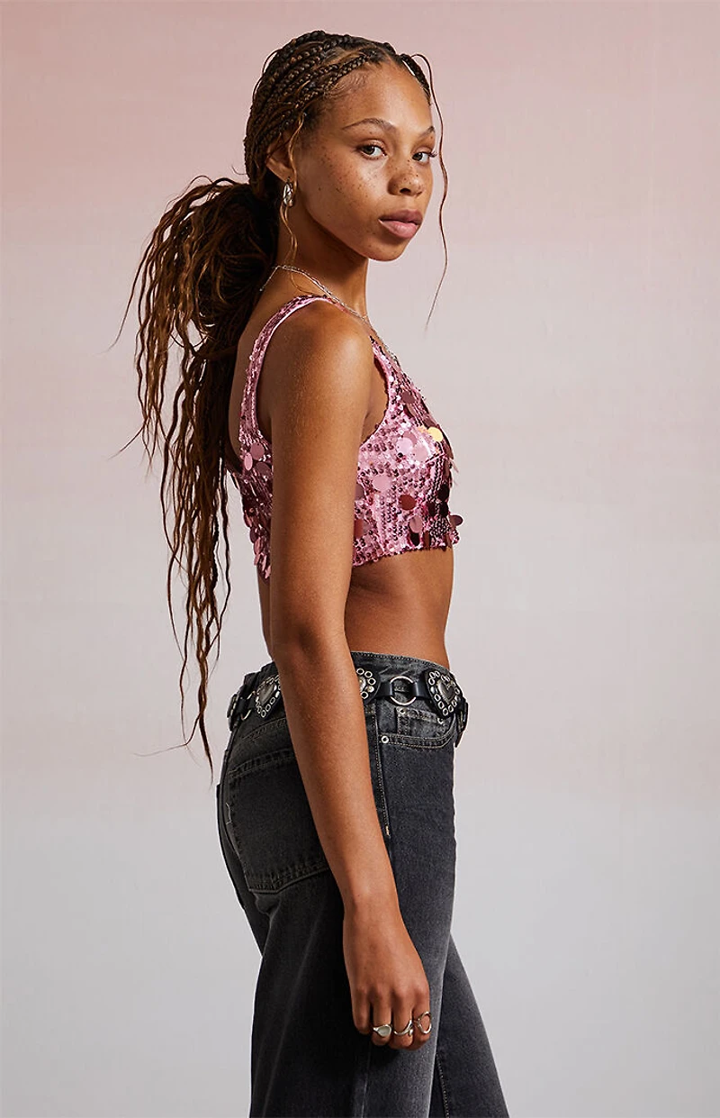 Third Charm Tatianna Sequin Micro Tank Top