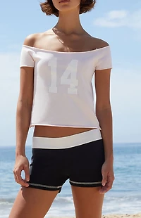 John Galt Black & White Madelyn Contrast Lounge Shorts