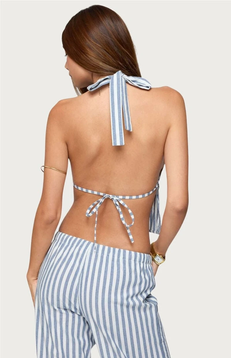 Edikted Macey Striped Split Front Backless Top