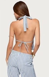Edikted Macey Striped Split Front Backless Top