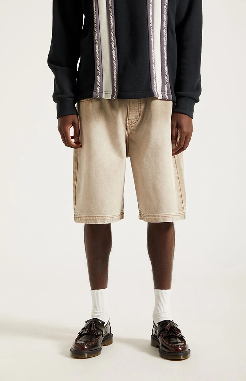 Pacsun Parker Baggy Denim Shorts Tan Washed