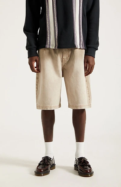 Pacsun Parker Baggy Jean Shorts Tan Washed