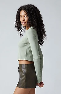 Third Charm Butterfly Long Sleeve Cropped T-Shirt