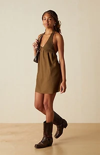 Your Favorite Smocked Halter Linen Mini Dress