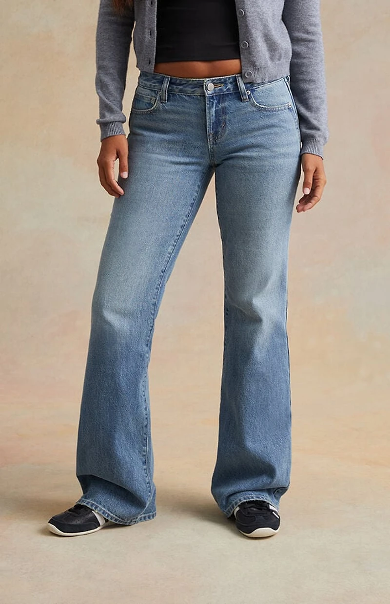 RARE DNM EDIT Light Blue Lock Embroidered Chain Low Rise Bootcut Jeans