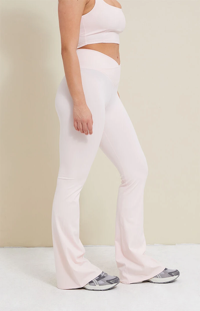 PAC 1980 WHISPER Active Pink Crossover Flare Yoga Pants