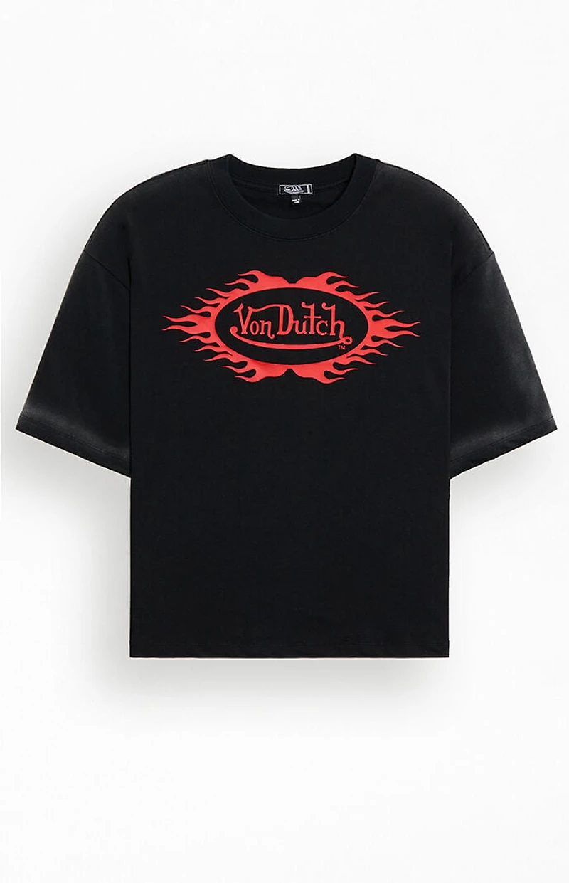Von Dutch Flame Logo Cropped T-Shirt