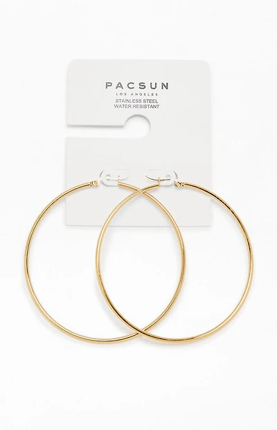 Pacsun Gold Stainless Steel Basic Hoop Earrings