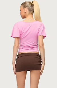 Edikted Flutter Plunging V Neck Top