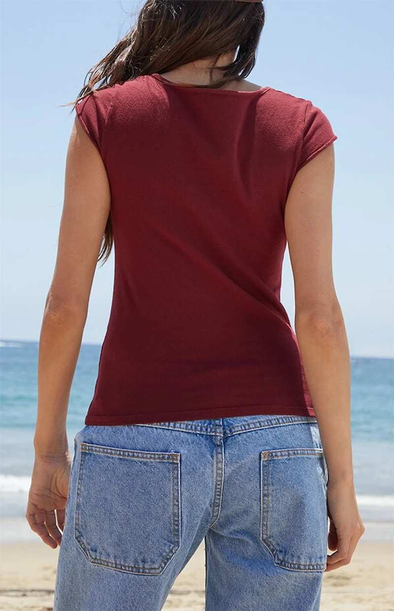 John Galt Burgundy Ella Top