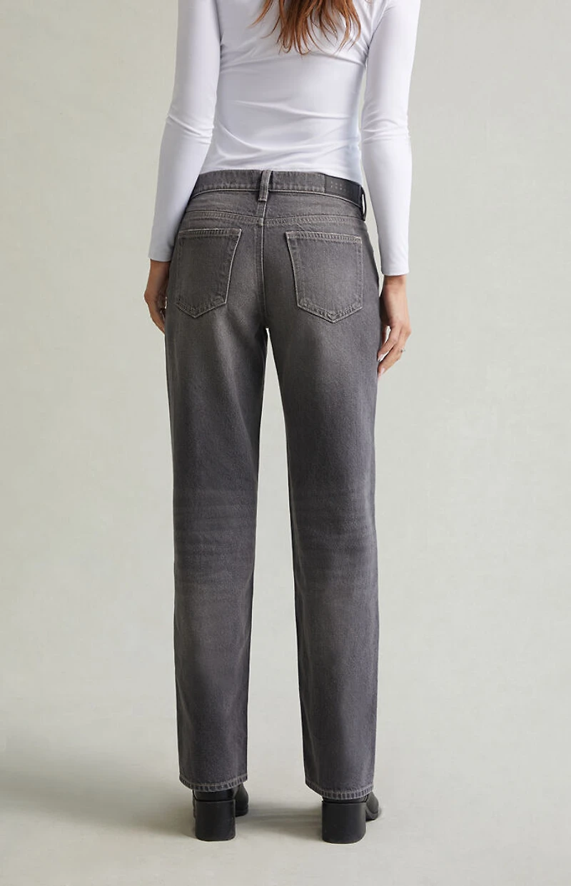 Pacsun Jordyn Low Rise Straight Leg Jeans Contrast Stitch Gray