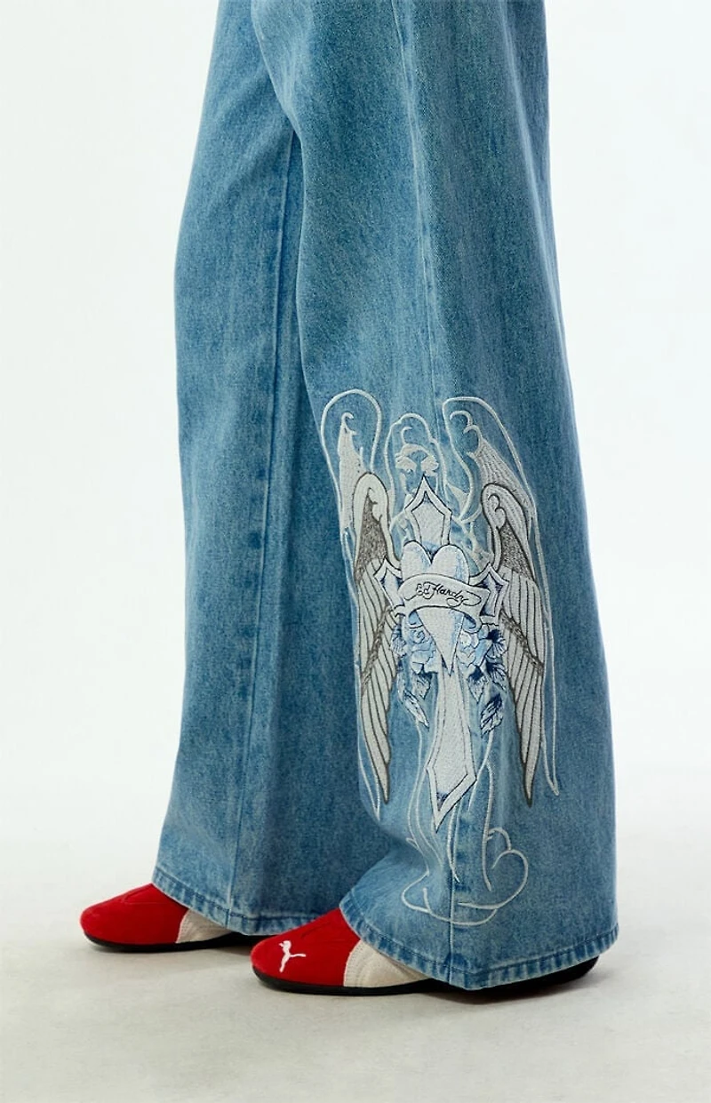 Ed Hardy Cross Wings Low Rise Baggy Jeans