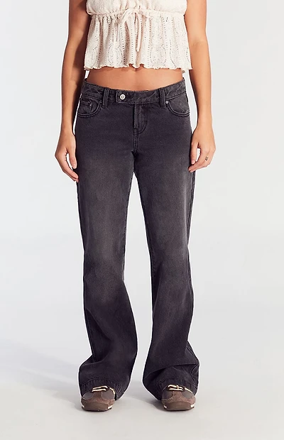 Pacsun Jade Low Rise Bootcut Jeans Button Tab Black
