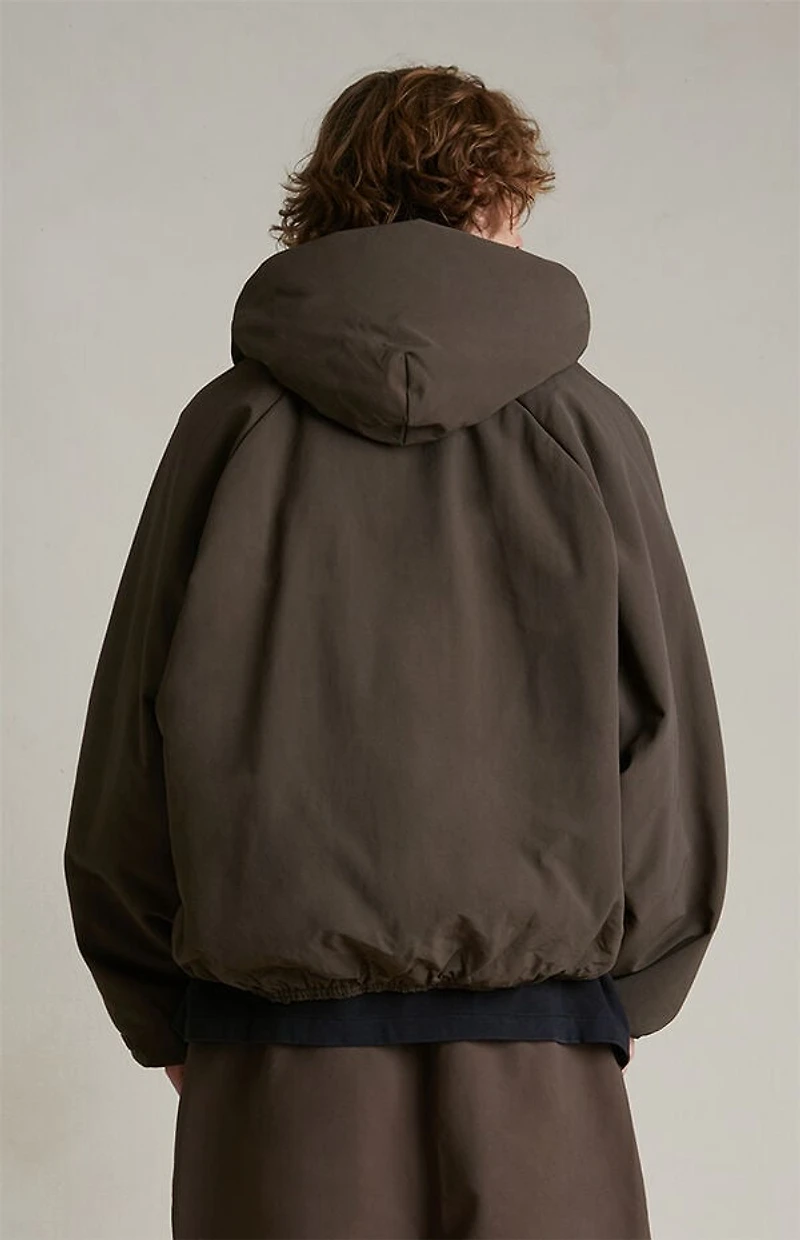 Fear of God ESSENTIALS Brown Military Nylon Hooded Bomber Jacket