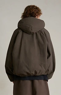 Fear of God ESSENTIALS Brown Military Nylon Hooded Bomber Jacket