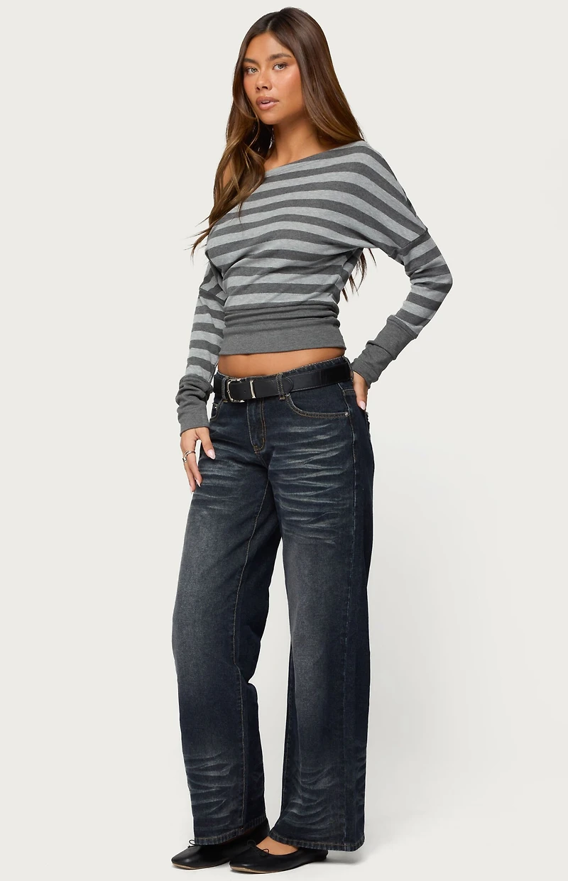 Edikted Marniee Striped Off Shouler Top