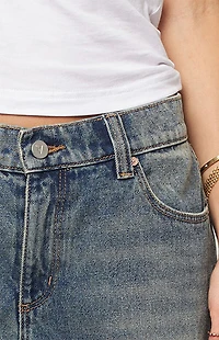 ABRAND Amalie Dark Indigo Low Rise Flare Baggy Jeans