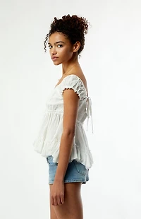 Your Favorite Ellie Lace Trim Button Front Top