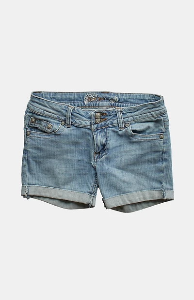 PS VINTAGE 2000s Y2K Low Rise Micro Light Blue Jean Shorts