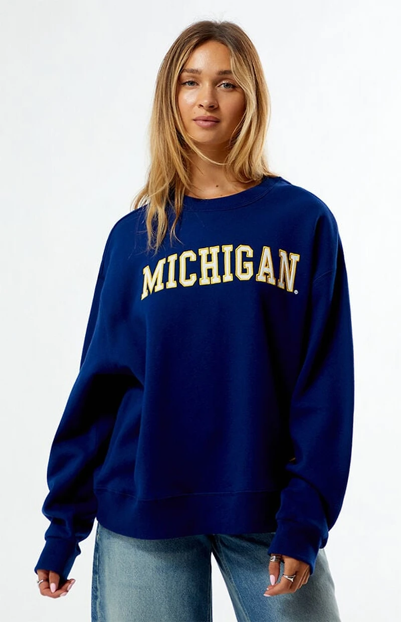 WILD COLLECTIVE x Pacsun University of Michigan Applique Crew Neck Oversized Sweatshirt