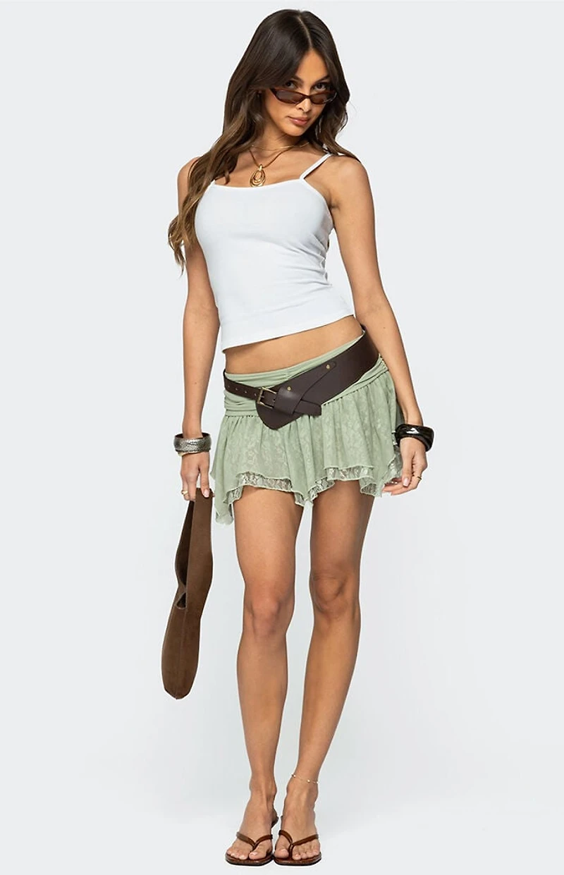 Edikted Asymmetric Layered Lace Mesh Mini Skort