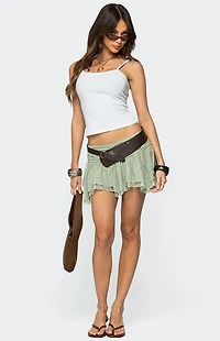 Edikted Asymmetric Layered Lace Mesh Mini Skort