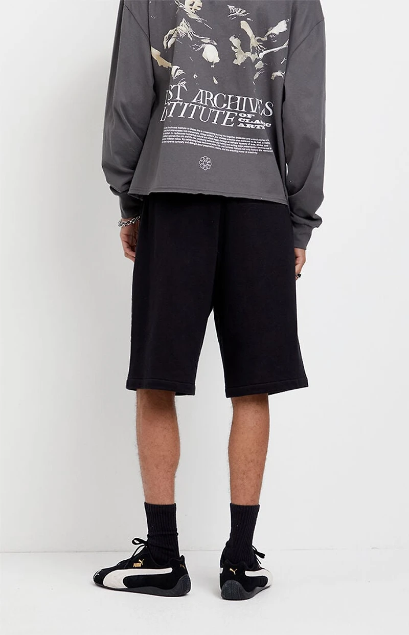Pacsun Black Studded Fleece Baggy Sweat Shorts